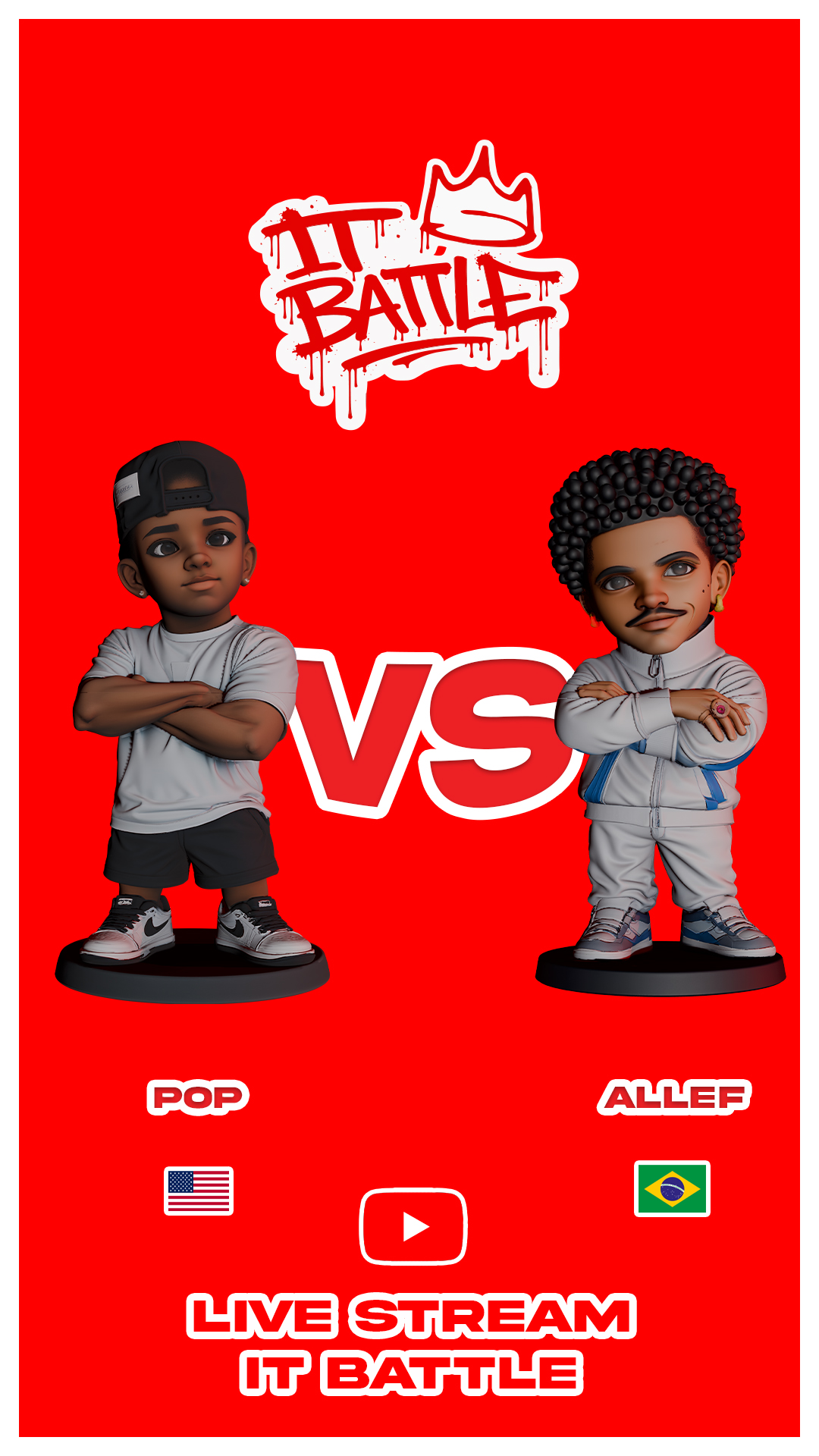 IT BATTLE Instagram post featuring two figurines in a versus layout